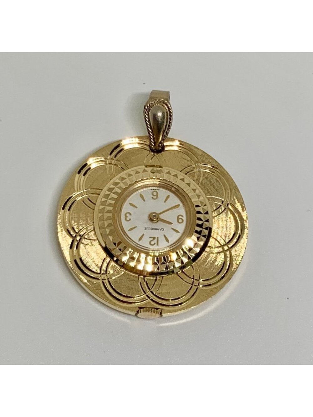 Vintage Caravelle by Bulova women Mechanical Pendant Watch gold tone 33mm works